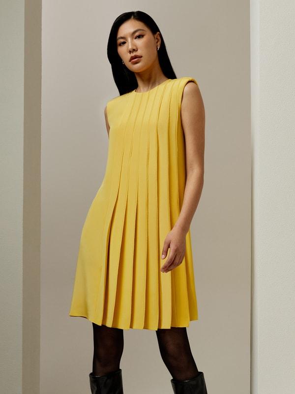Sleeveless accordion pleated silk dress Product Image