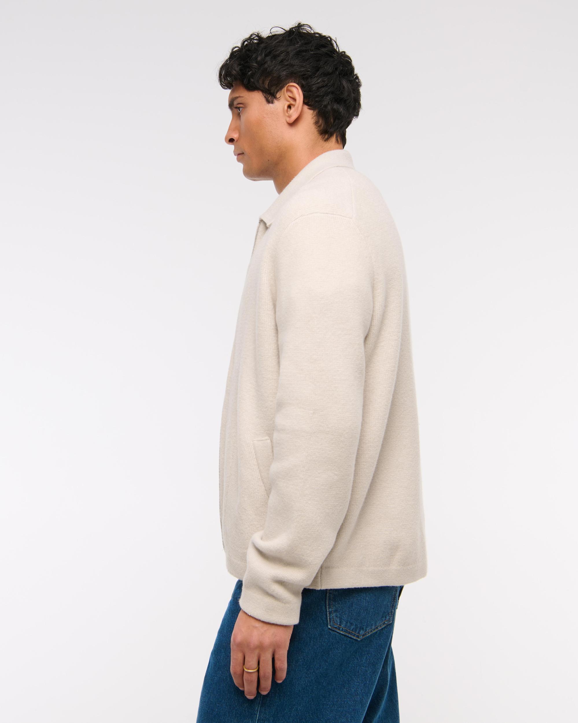 Cropped Sweater Shirt Jacket Product Image