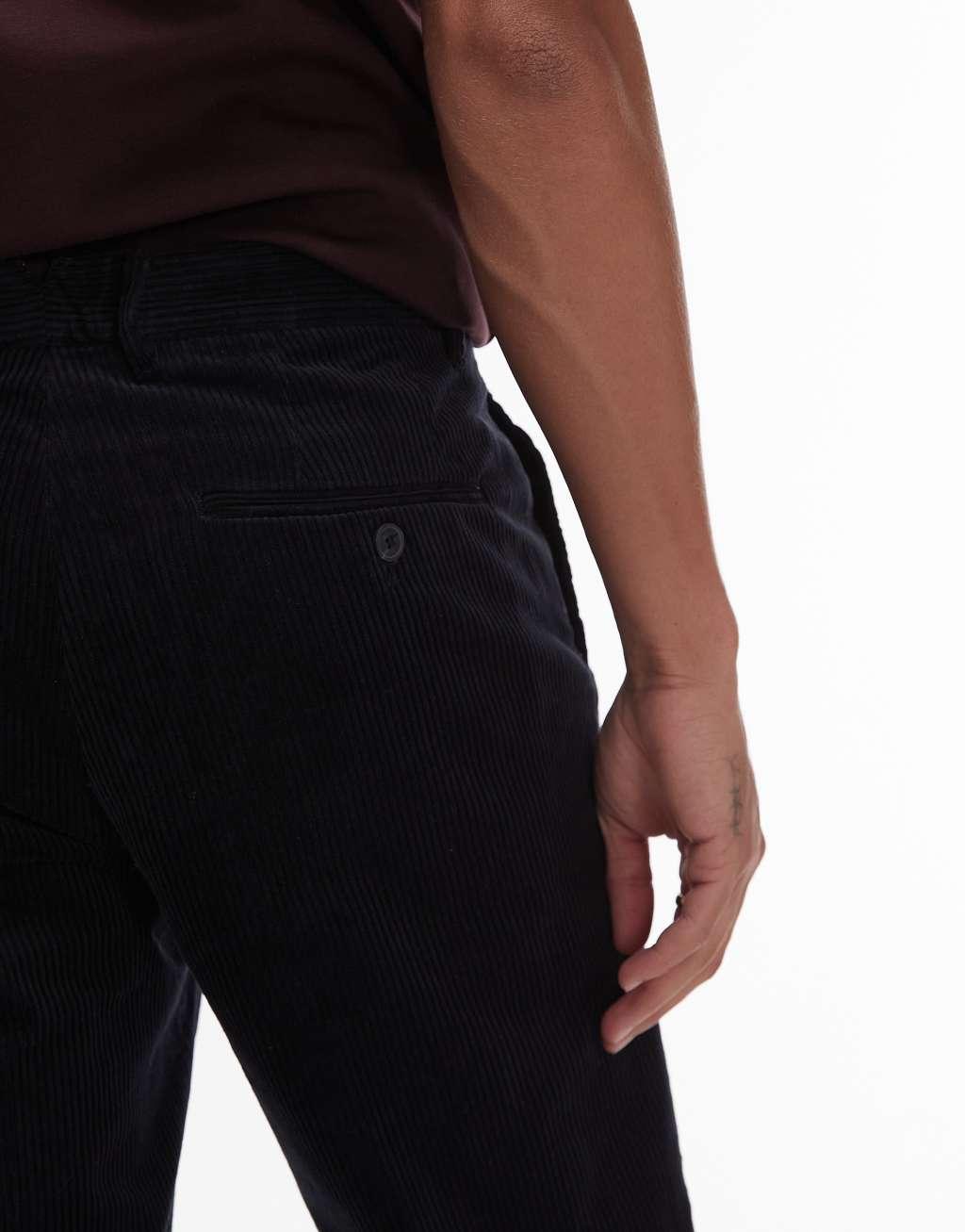 Mango corduroy pants in navy Product Image