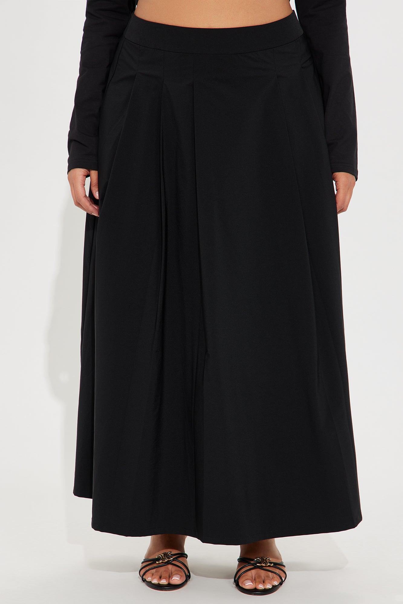Alayah Pleated Maxi Skirt - Black Product Image