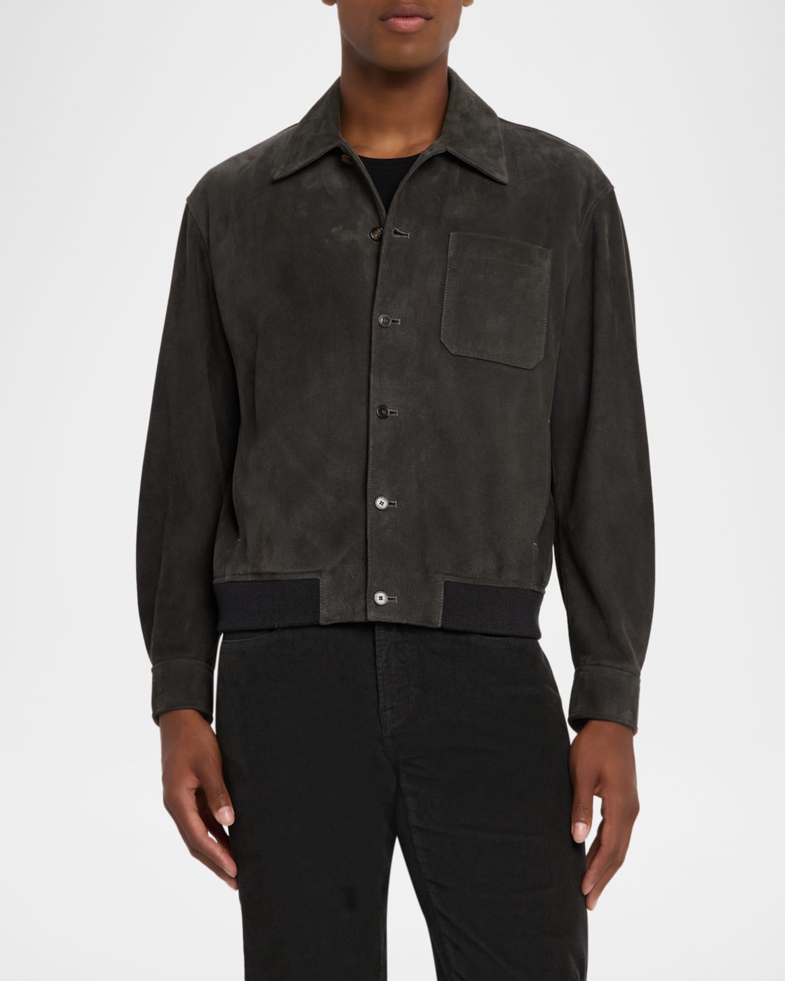 Men's Suede Bomber Jacket Product Image