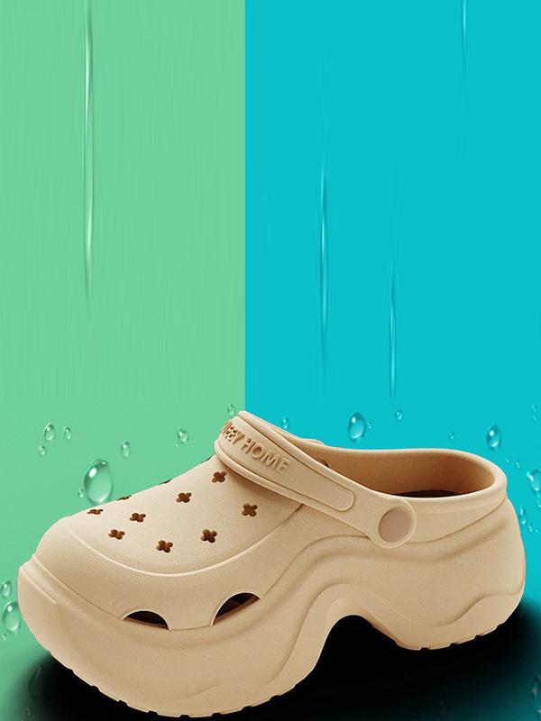 Hollow Round Cut Crocs Platform Shoes Sandals Product Image
