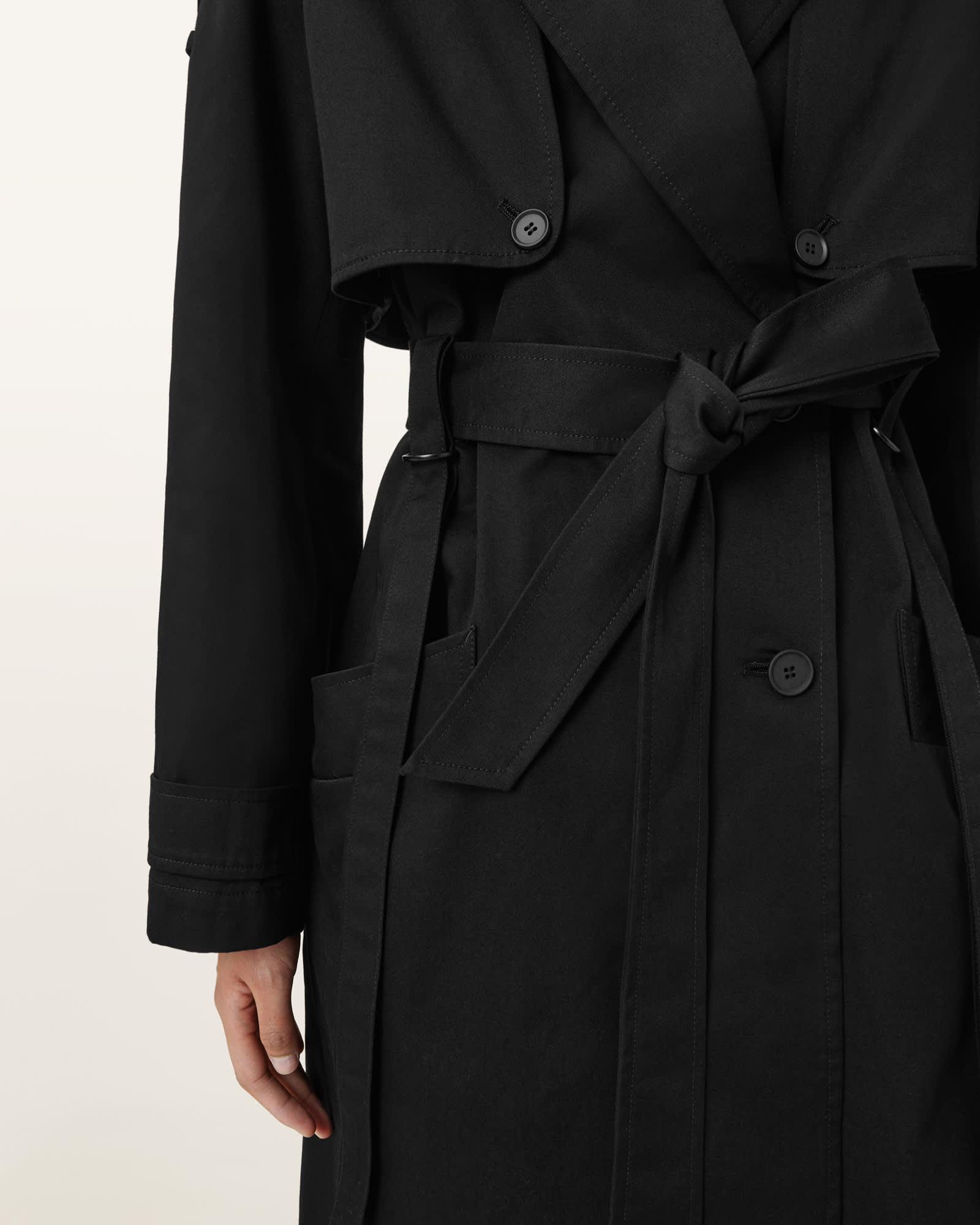 Cadence Relaxed Fit Trench Coat Black | ALLSAINTS US Product Image
