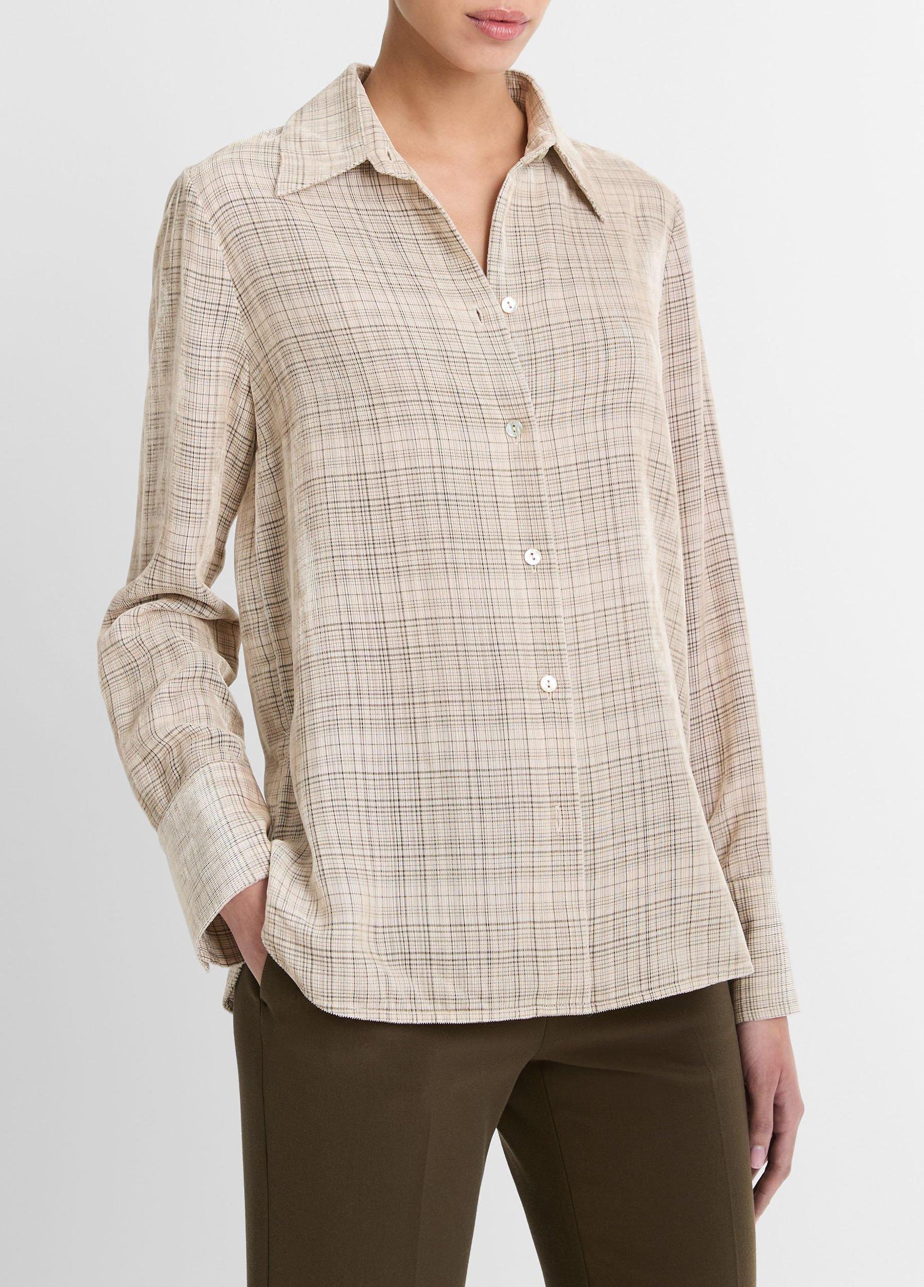 Textured Plaid Button-Front Shirt Product Image