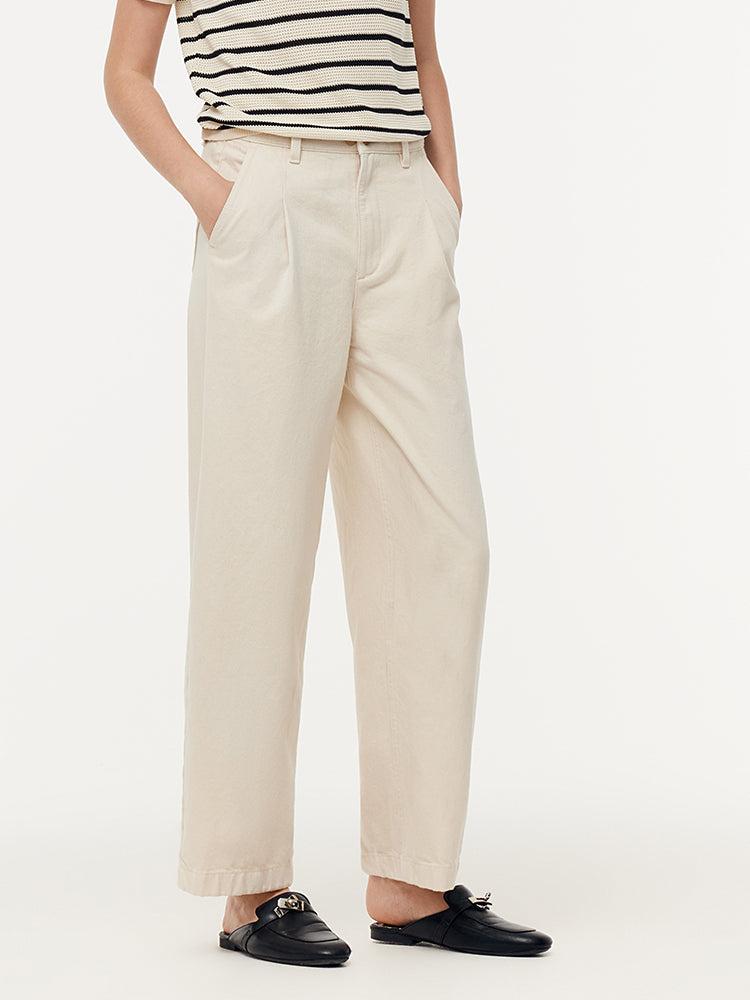 100% Cotton Denim Adjustable Waist Women Carrot Fit Jeans Product Image