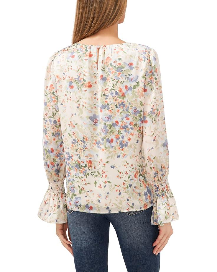 3/4 Sleeve Ruffled V-Neck Blouse Product Image