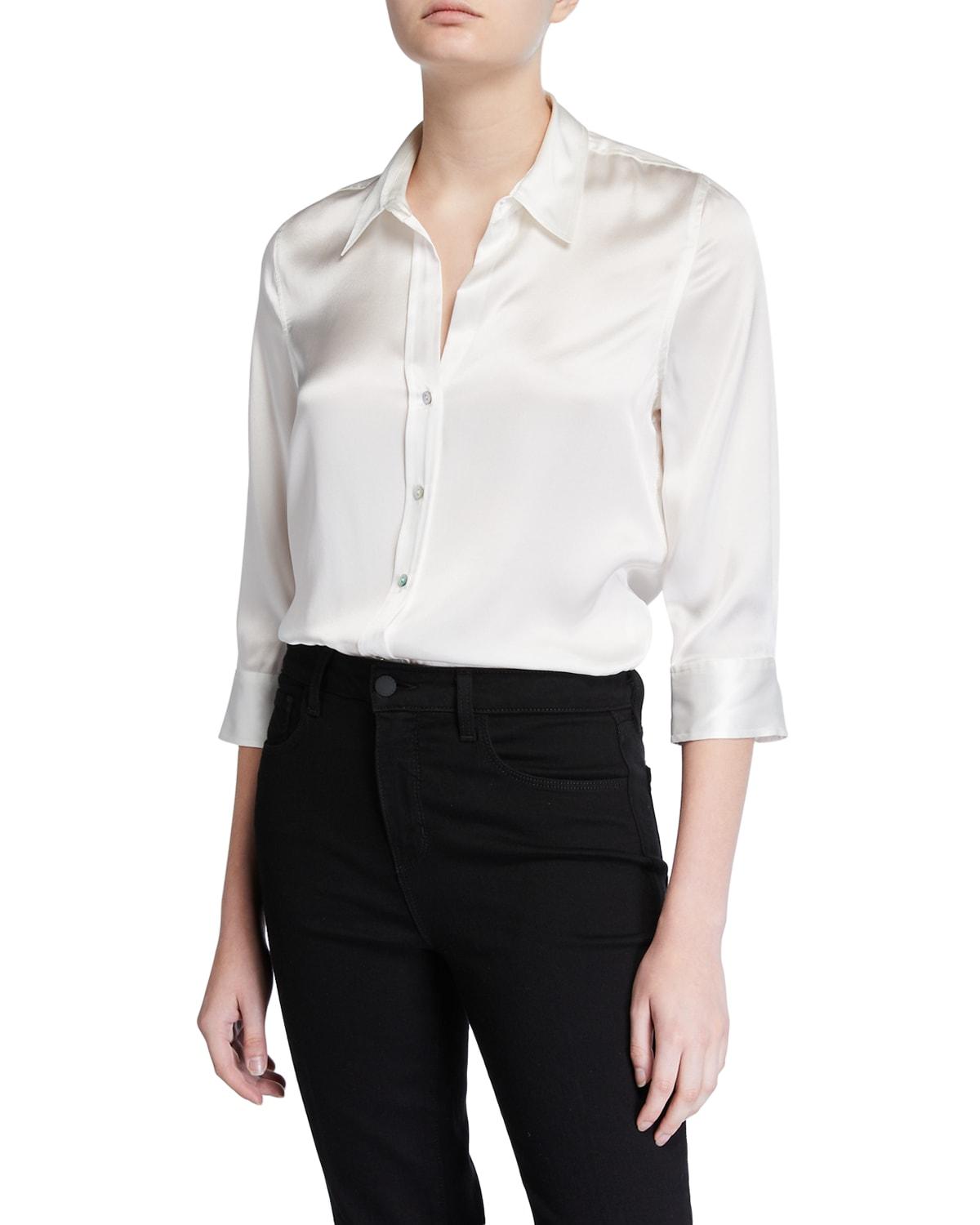 Womens Dani Three-Quarter Sleeve Silk Shirt Product Image