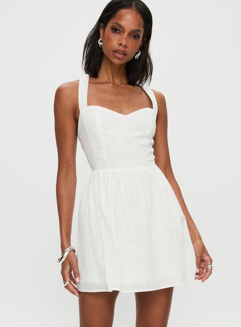 Zolena Halter Mini Dress White Product Image
