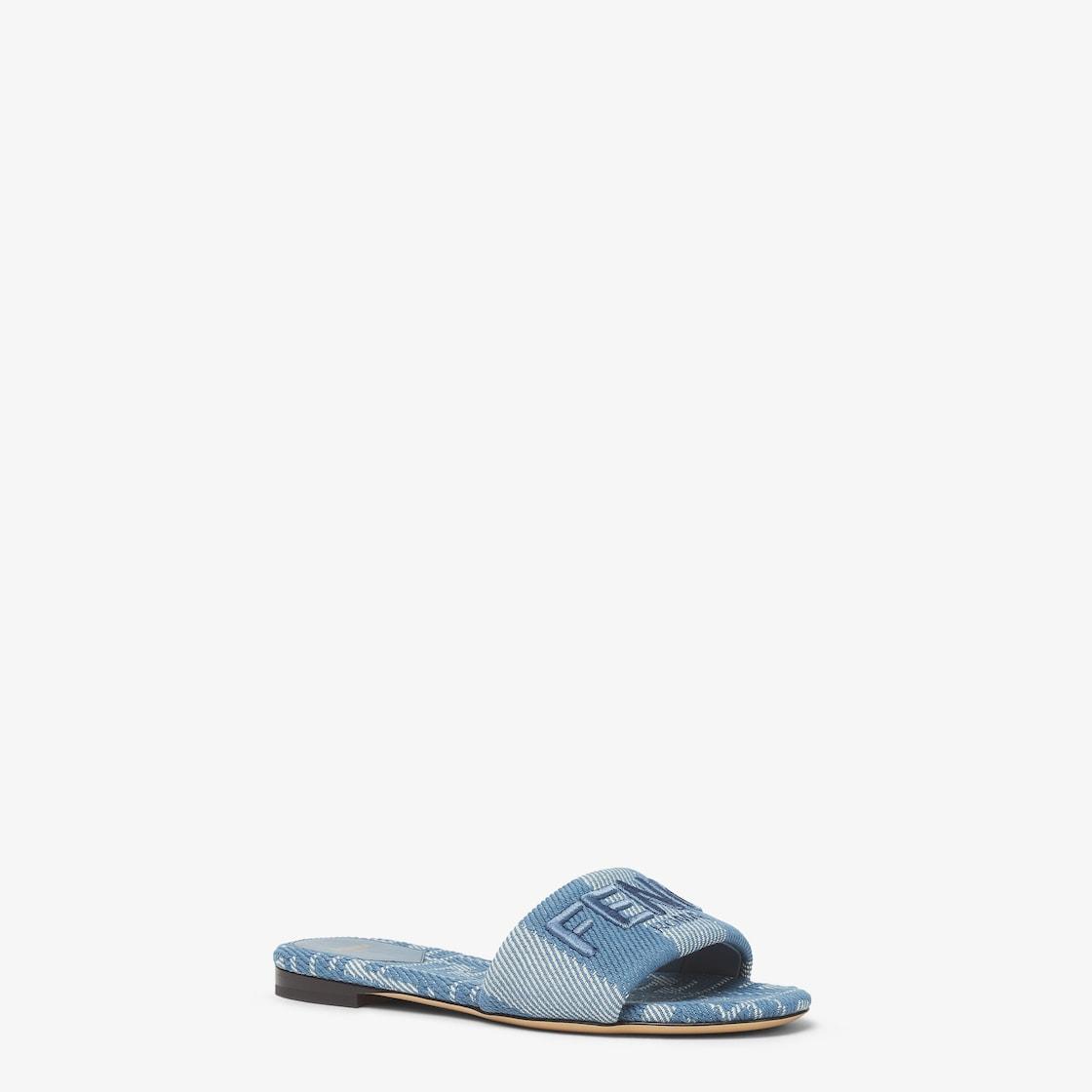 Fendi SunshineLight blue denim-effect jacquard slides Product Image