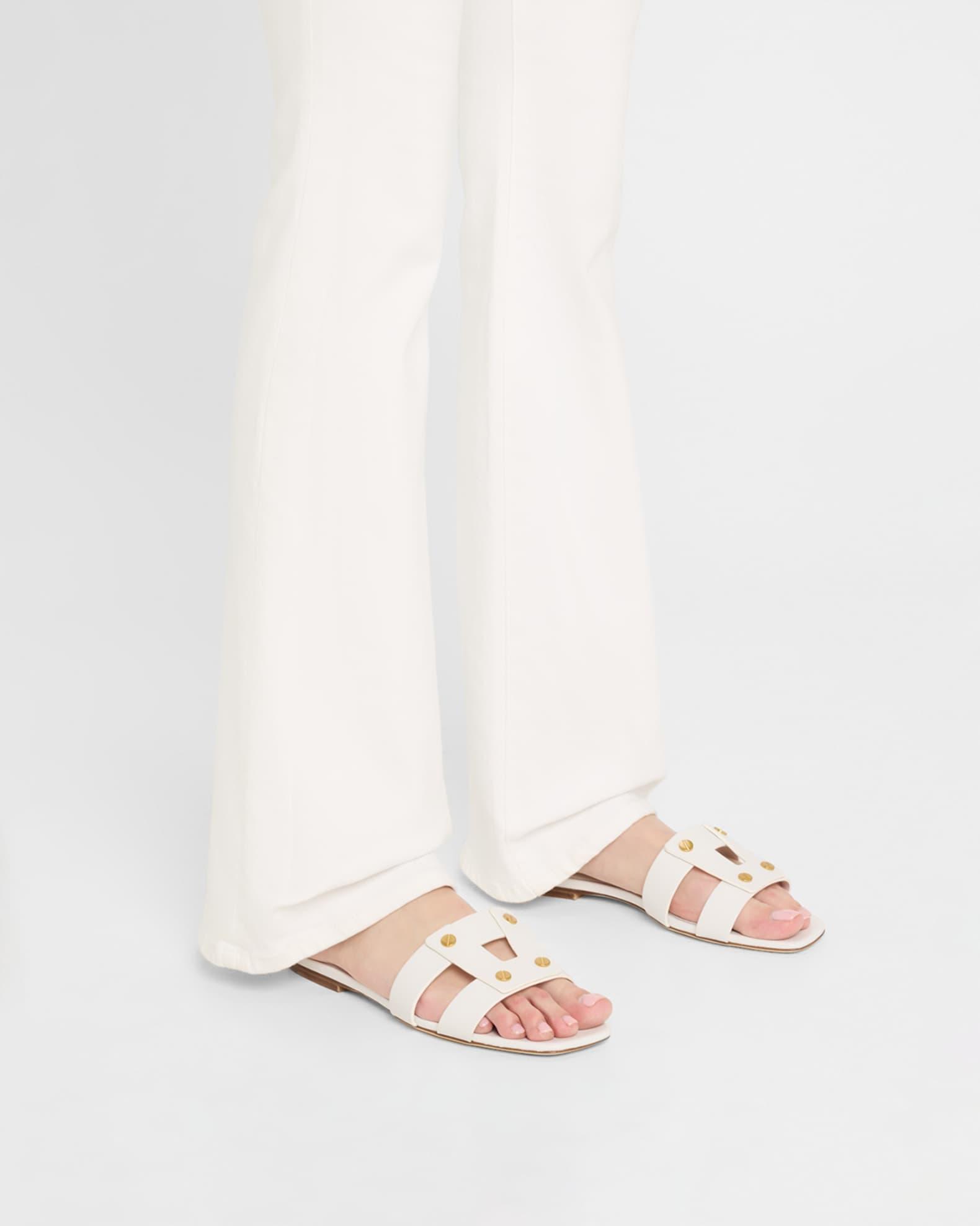 Via Leather Flat Slide Sandals Product Image