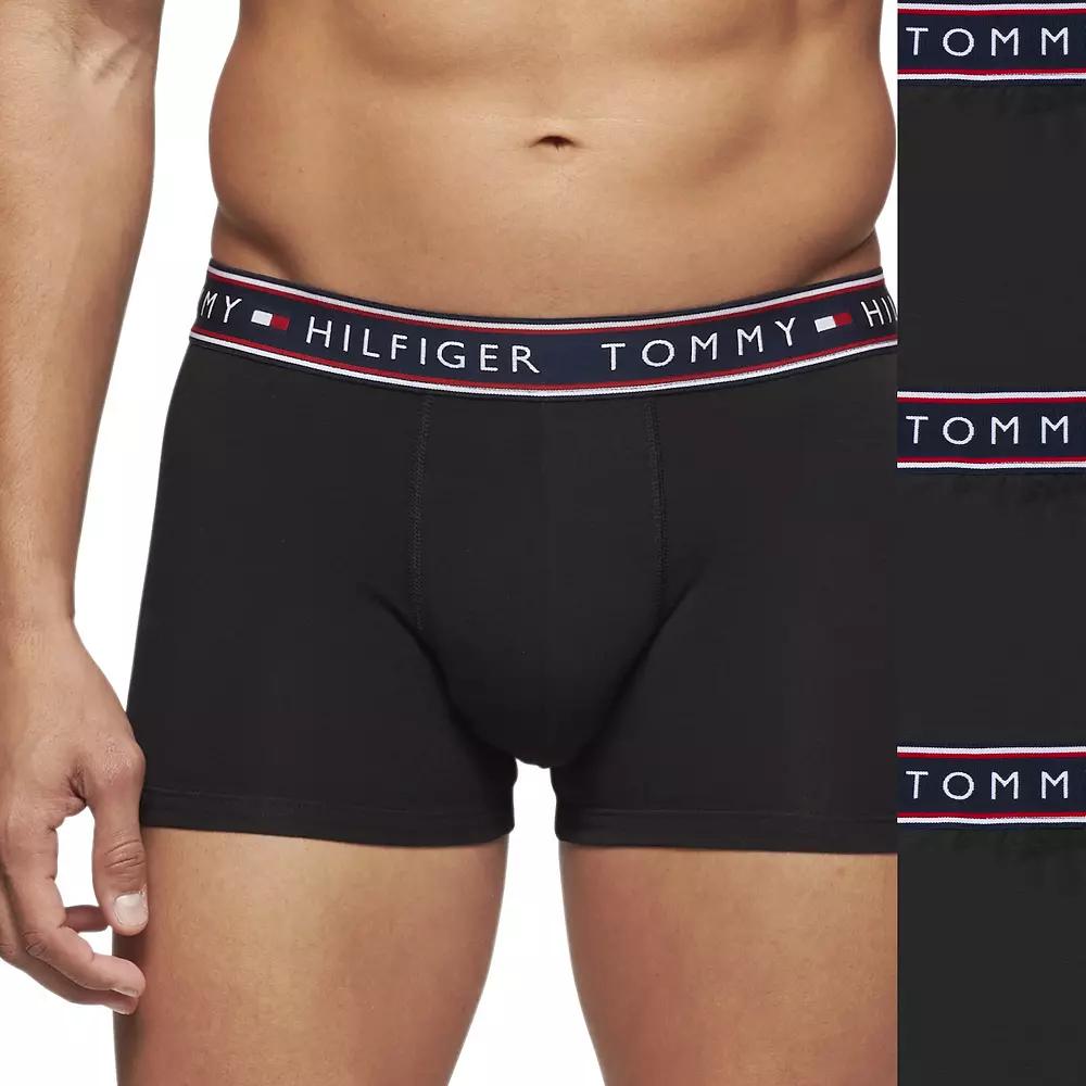 Men's Tommy Hilfiger Stretch 3-Pack Trunk Briefs, Size: Medium, Black Product Image