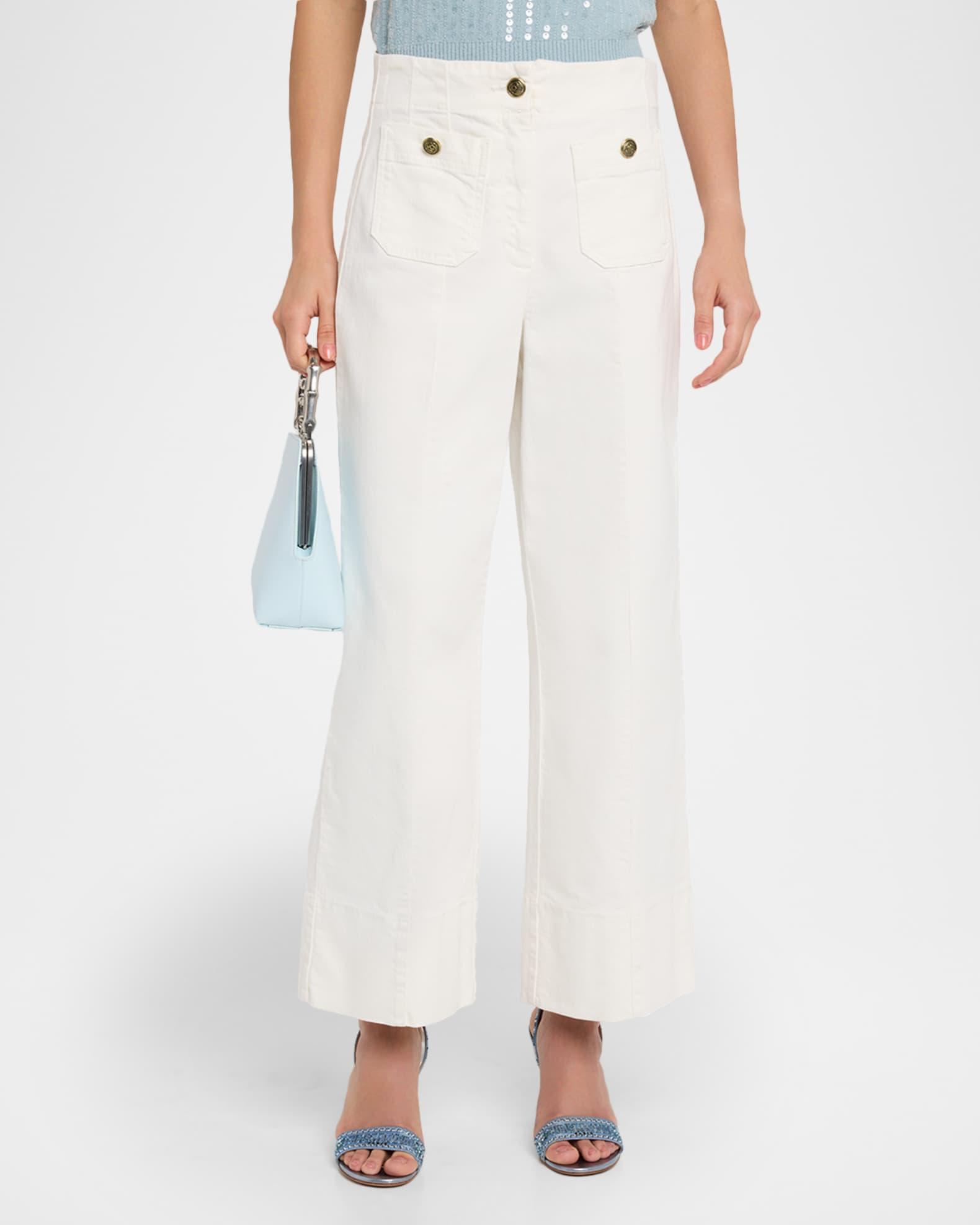 Velain Cropped Wide-Leg Stretch Cotton Trousers Product Image