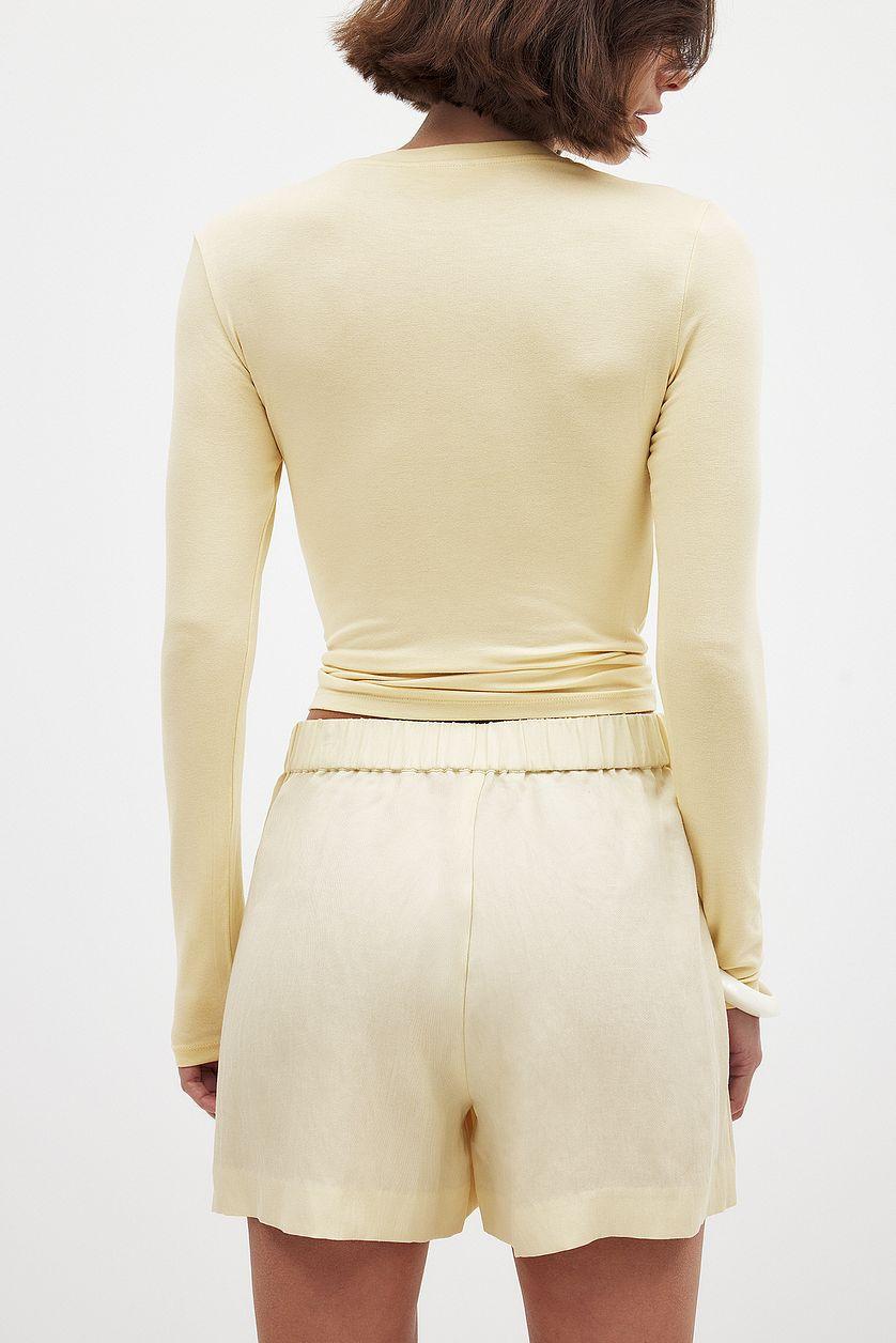 Lyocell Elastic Waist Shorts Black Product Image