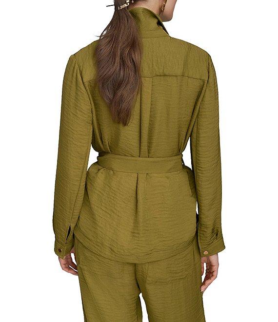 Donna Karan Ripple Twill Wide Leg Paper Bag Waist Pants Product Image