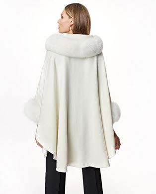 Alpaca Blend Cape With Fox Trim Product Image