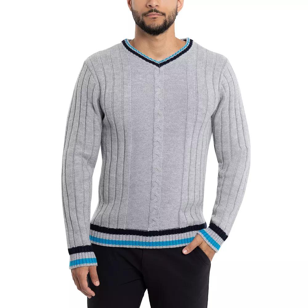 Men's Xray Cable Knit Tipped V-Neck Sweater,  Product Image