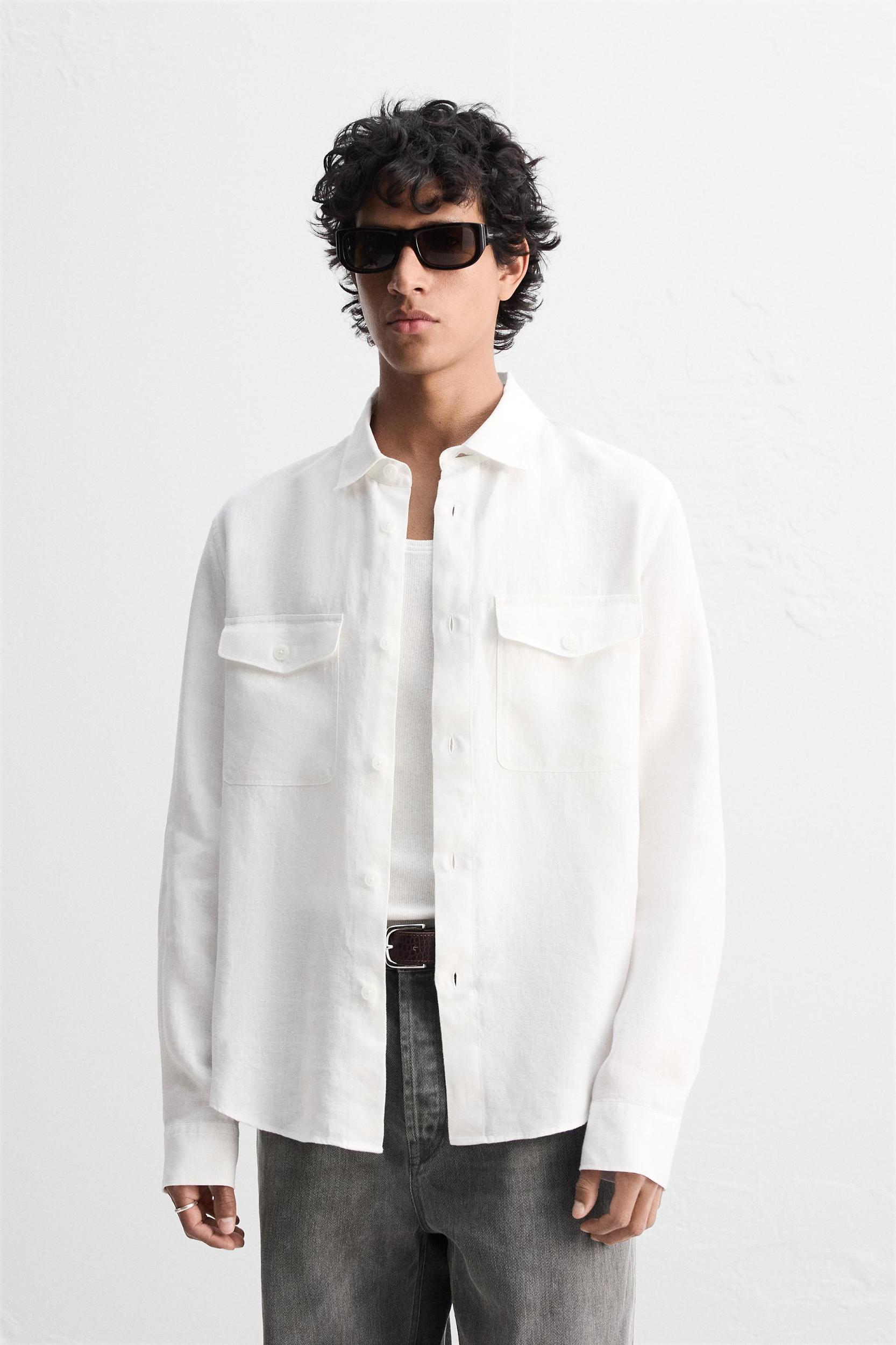 100% LINEN OVERSHIRT Product Image