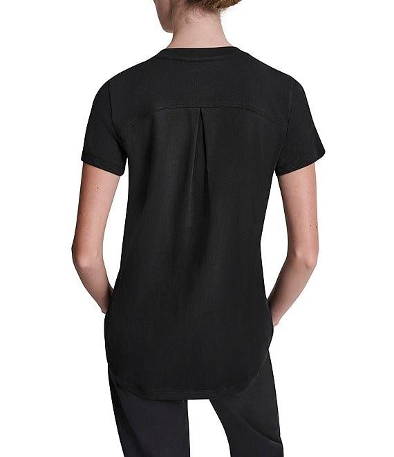 DKNY Sport By Donna Karan Micro Peached Jersey V-Neck Short Sleeve High Low Tee Product Image