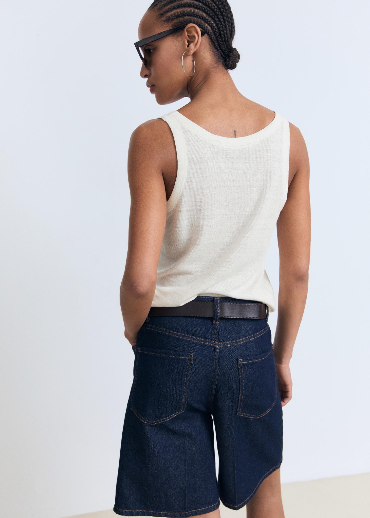 Linen top with sleeves - Women | MANGO USA Product Image