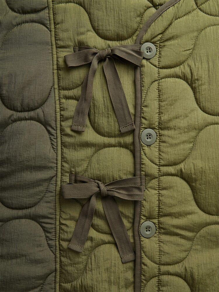 WOMEN'S MIXED MEDIA QUILTED LONG LINER - OG-107 GREEN Product Image