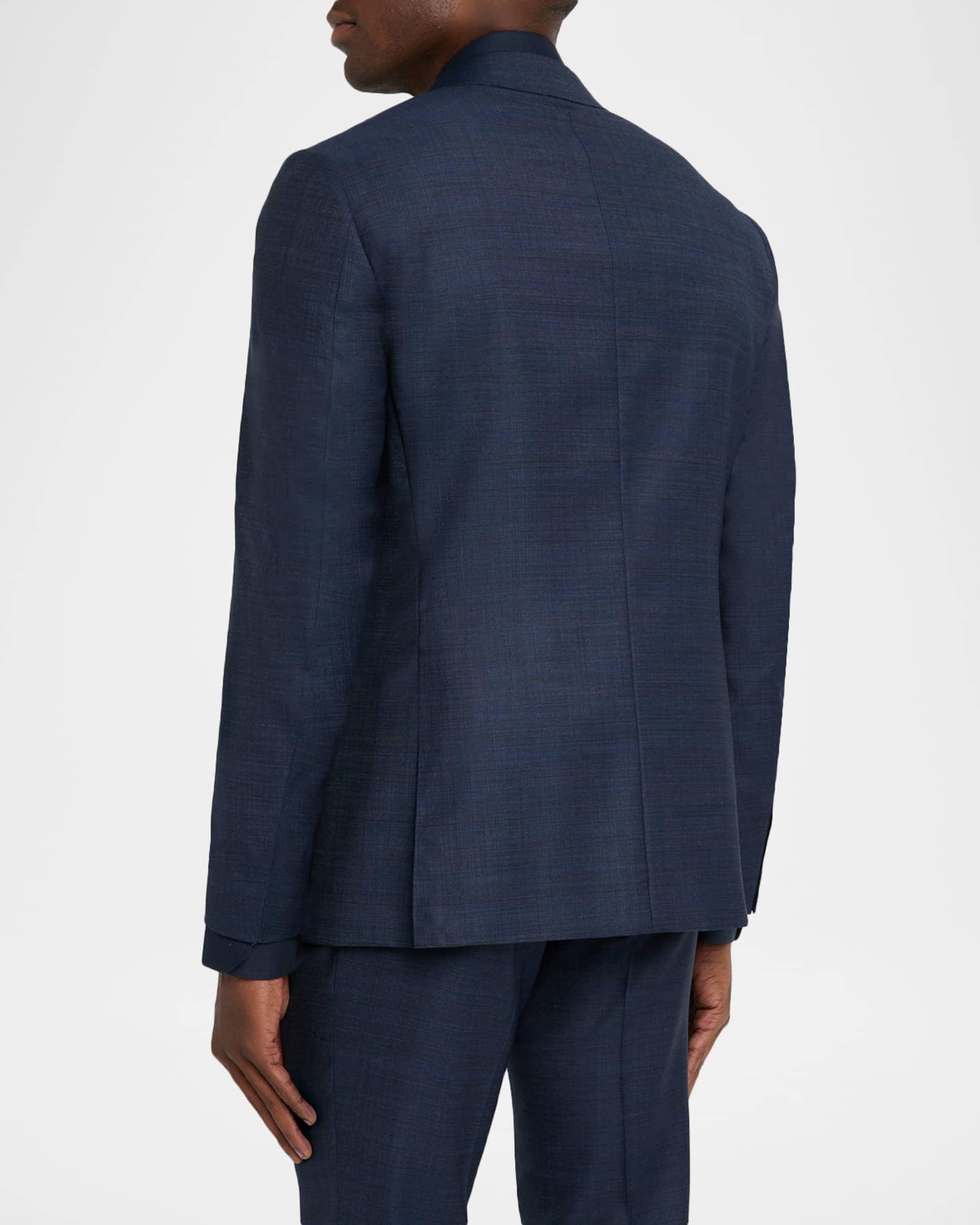 Men's Denim Effect Wool Peak Lapel Suit Product Image