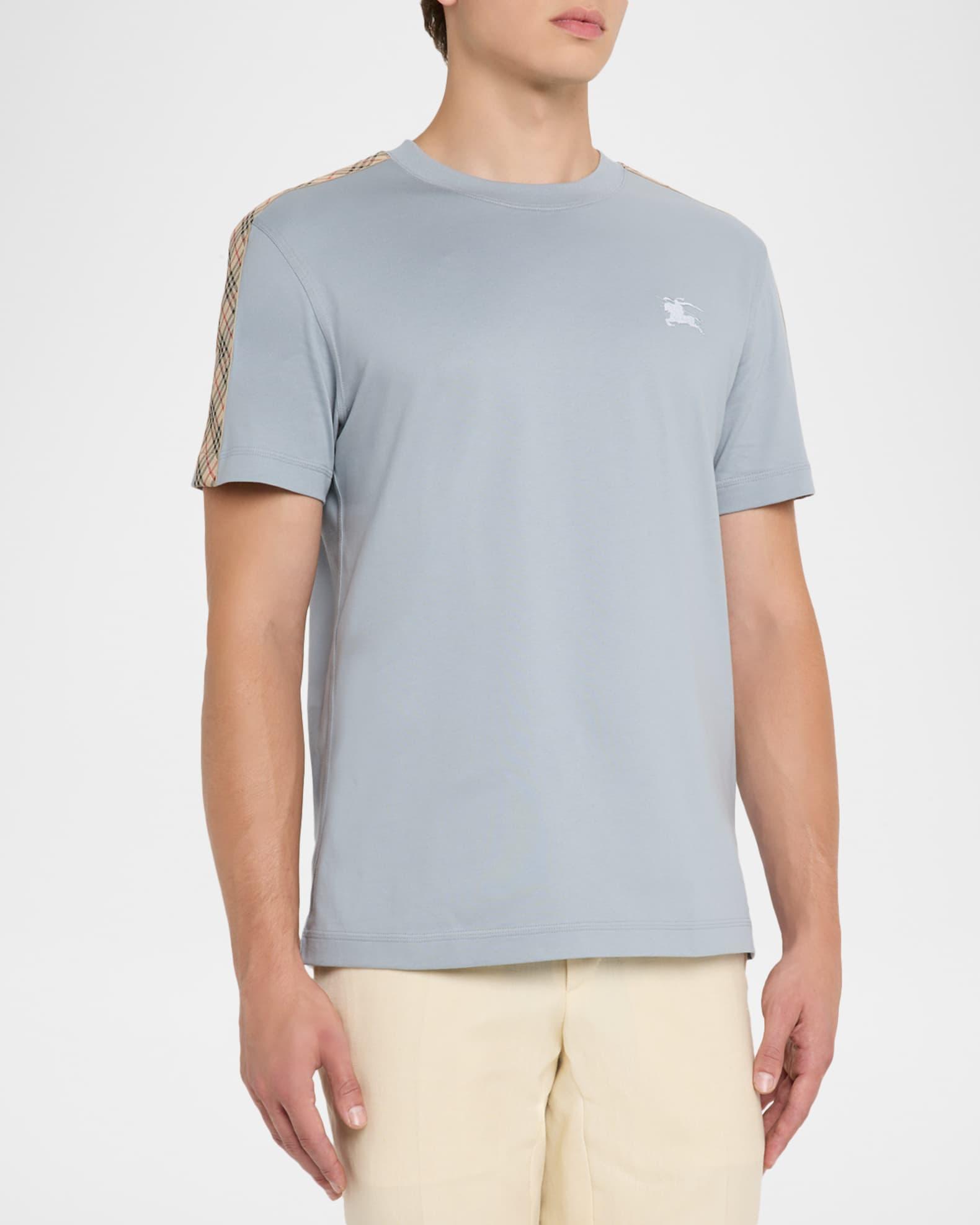 Men's Cotton Check Taping Crewneck T-Shirt Product Image