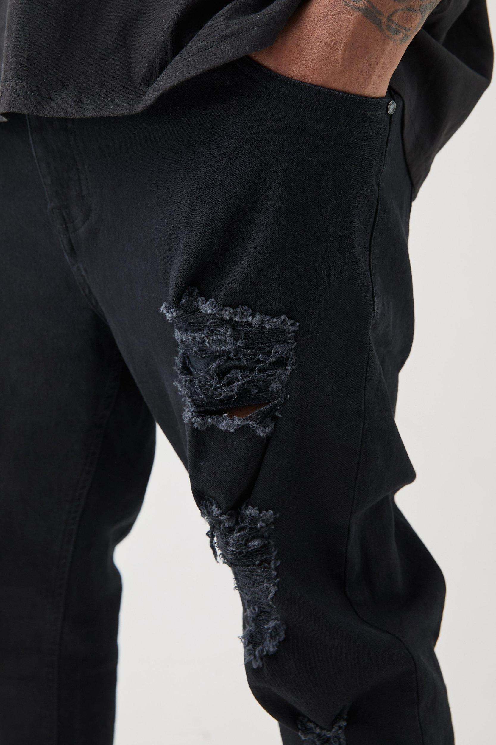 Plus Skinny Stretch All Over Rip Jeans | boohooMAN USA Product Image