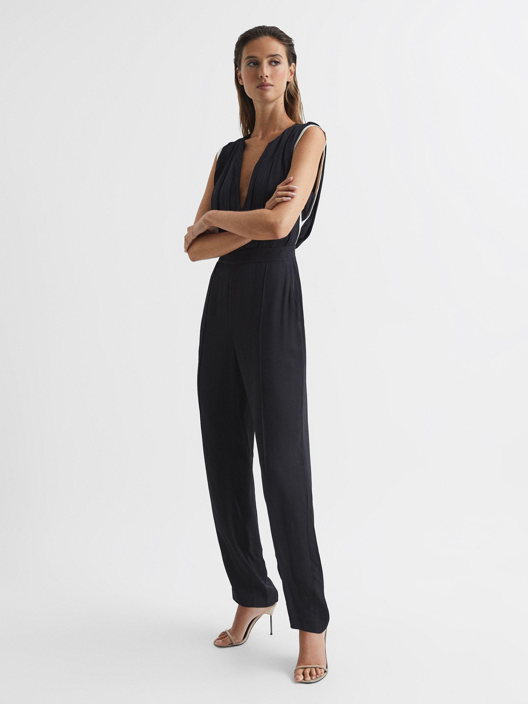 Petite Removable Tie Neck Jumpsuit in Black Product Image