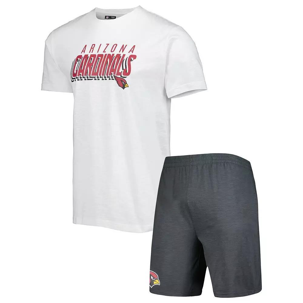 Men's Concepts Sport Charcoal/White Arizona Cardinals Downfield T-Shirt & Shorts Sleep Set, Size: 2XL Product Image