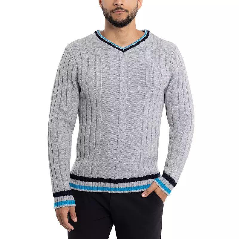 Men's Xray Cable Knit Tipped V-Neck Sweater,  Product Image