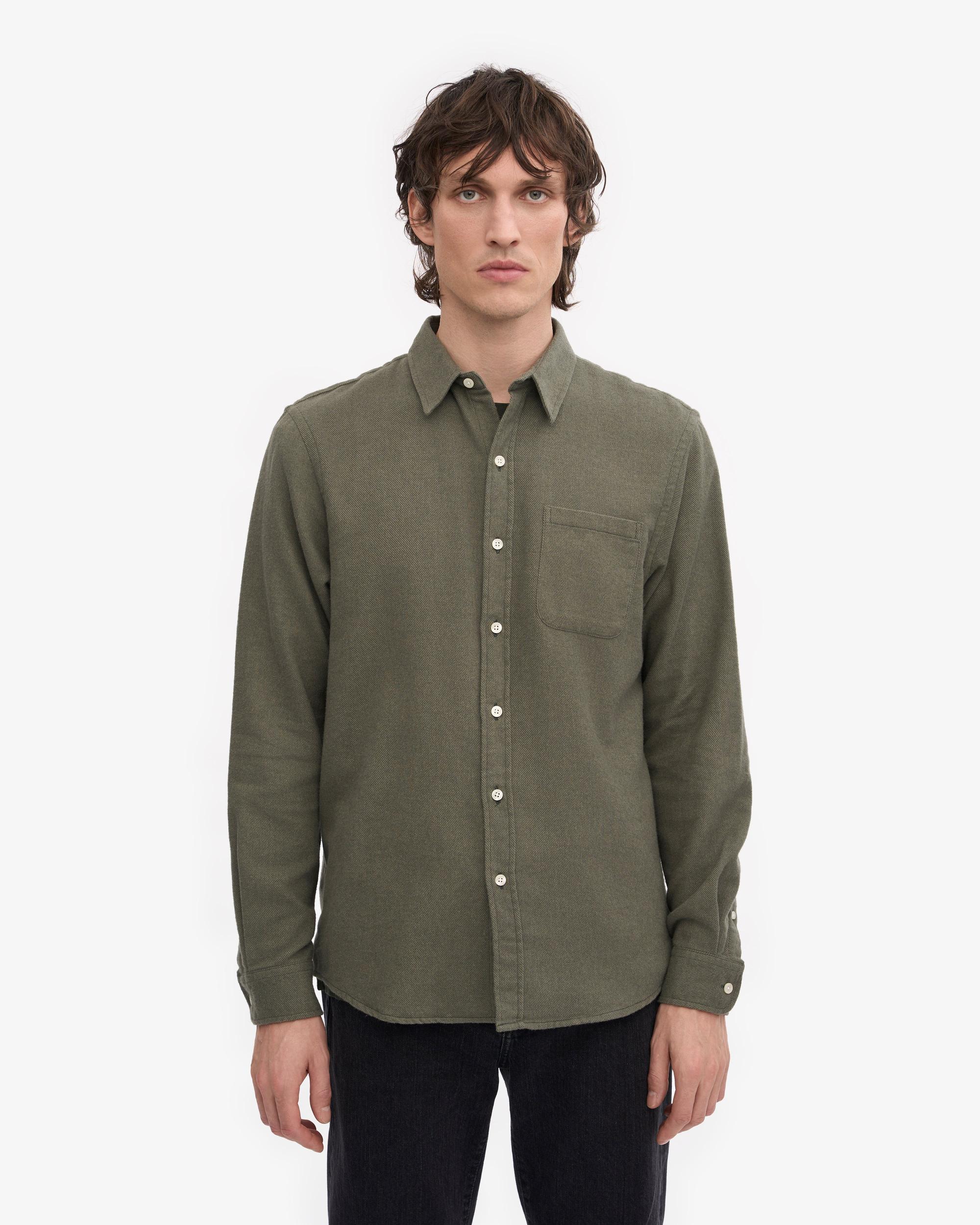 Organic Flannel Shirt - Dusty Olive Product Image