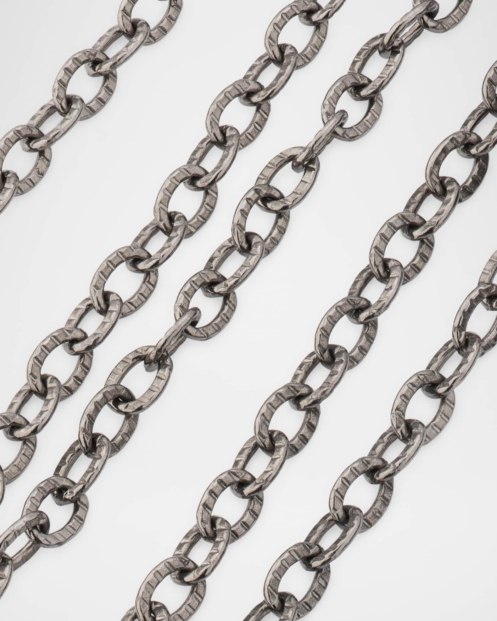 Rhodium-Plated Sterling Silver Chain Necklace with Diamond Clasp Product Image