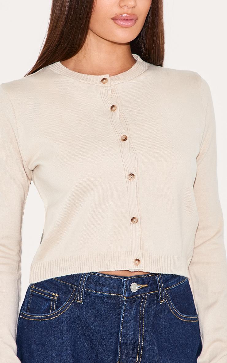 Stone Marl Basic Button Up Knit Cardigan Product Image