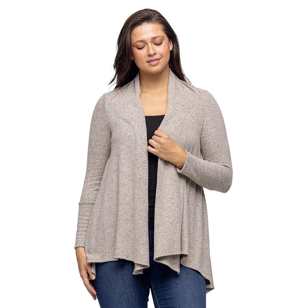 Women's 24Seven Comfort Apparel Open Front High Low Cozy Cardigan,  Product Image