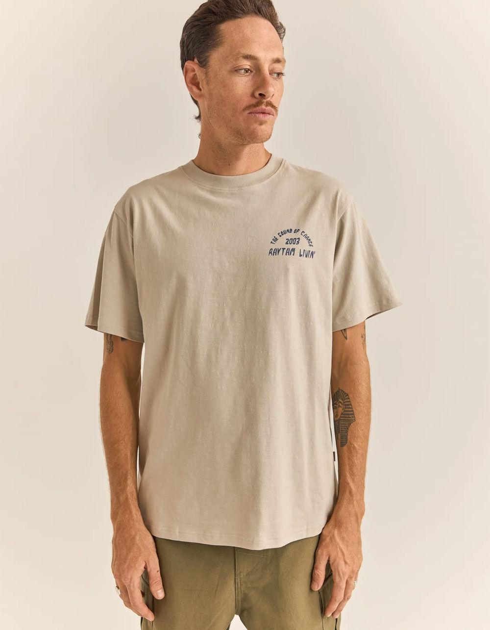 RHYTHM Down Under Slub Mens Tee - STONE Product Image