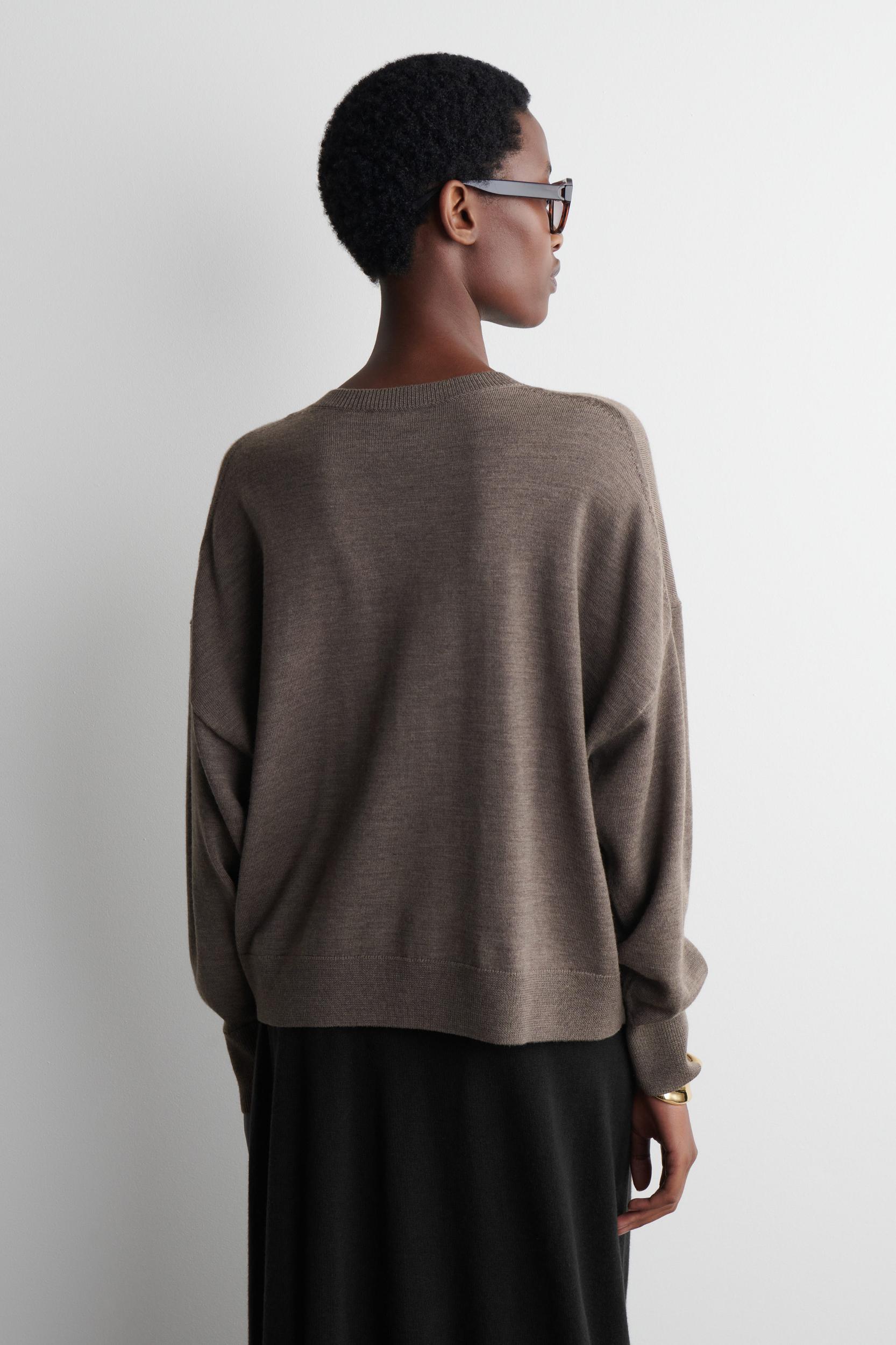 MERINO WOOL CREW-NECK CARDIGAN Product Image