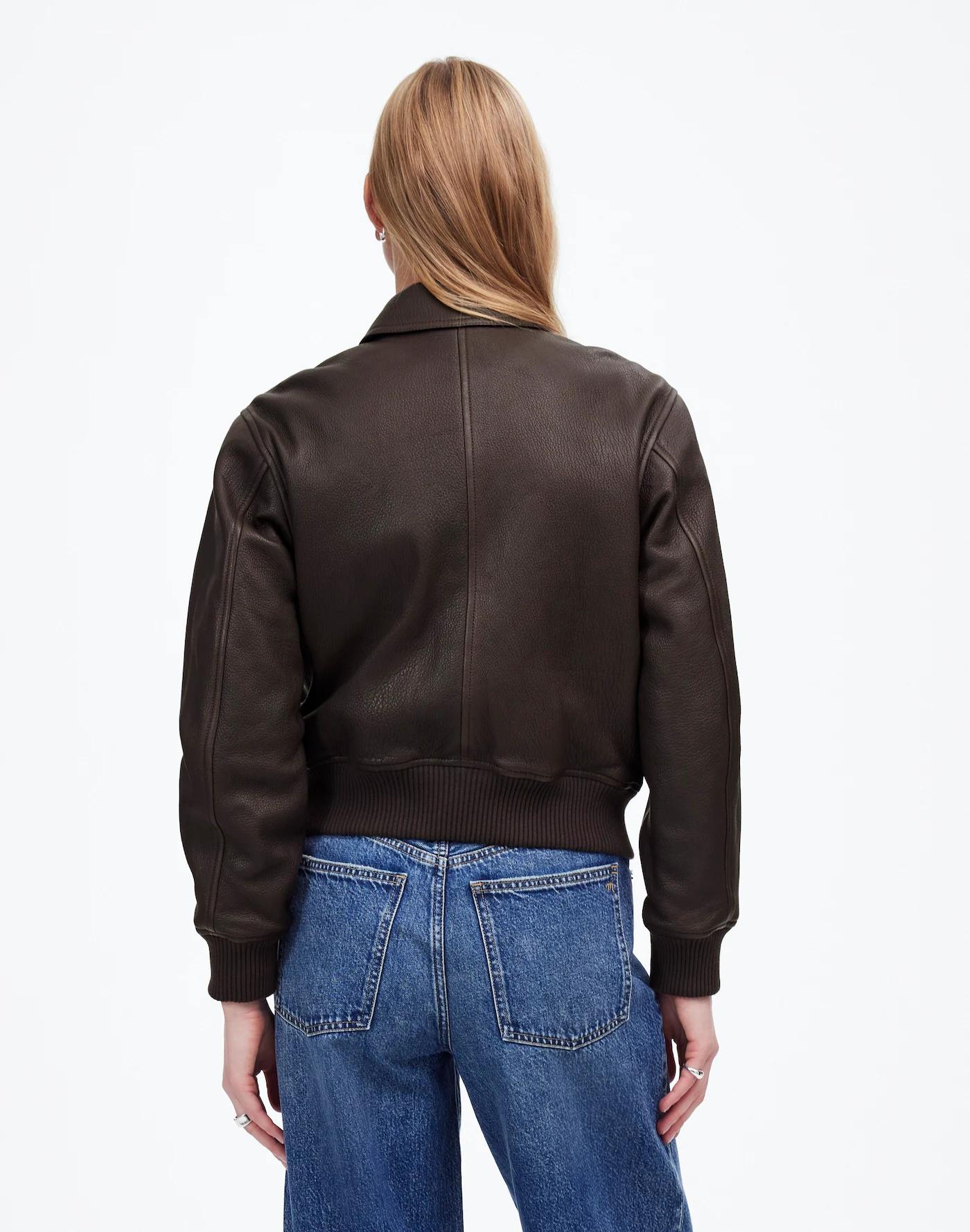 Relaxed Leather Bomber Jacket Product Image