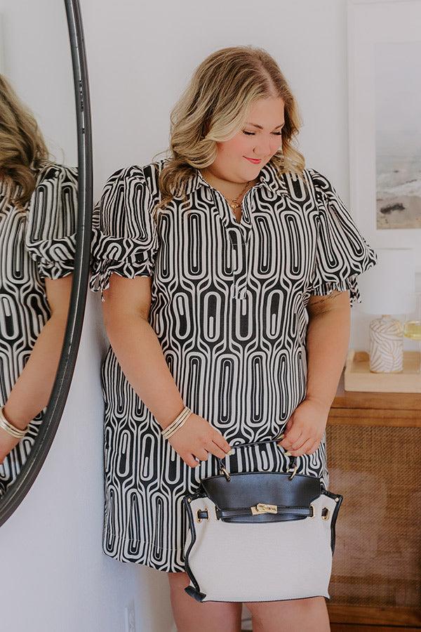 Art Deco Chic Mini Dress in Black Curves Product Image