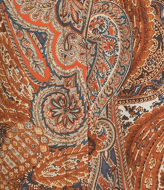 Lauren Ralph Lauren Plus Size Crepe de Chine Paisley Point Collar Long Sleeve Button-Front Shirt Product Image