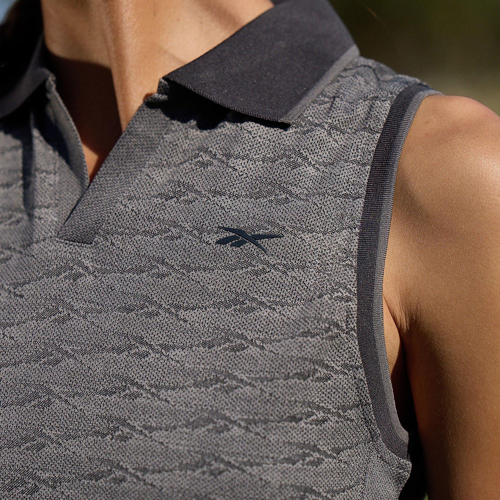 Women's Sleeveless Tonal Vector Jacquard Golf Polo Shirt Female Product Image