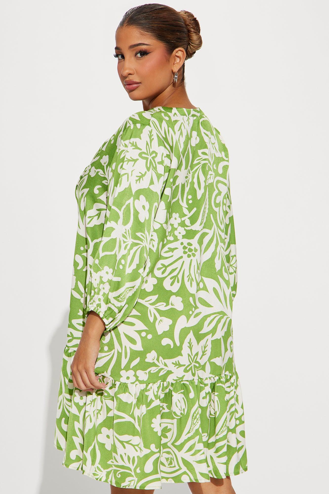 Gabby Satin Mini Dress - Green Product Image