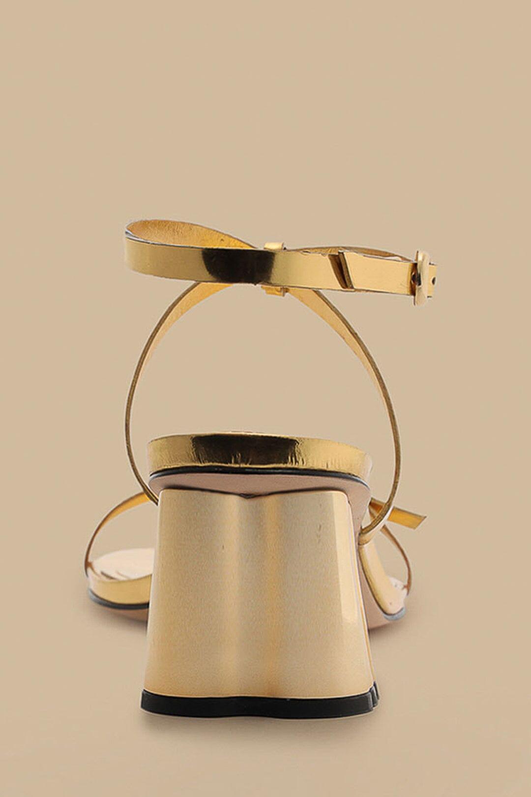 Gold Monstera Heeled Scallop Sandal Product Image