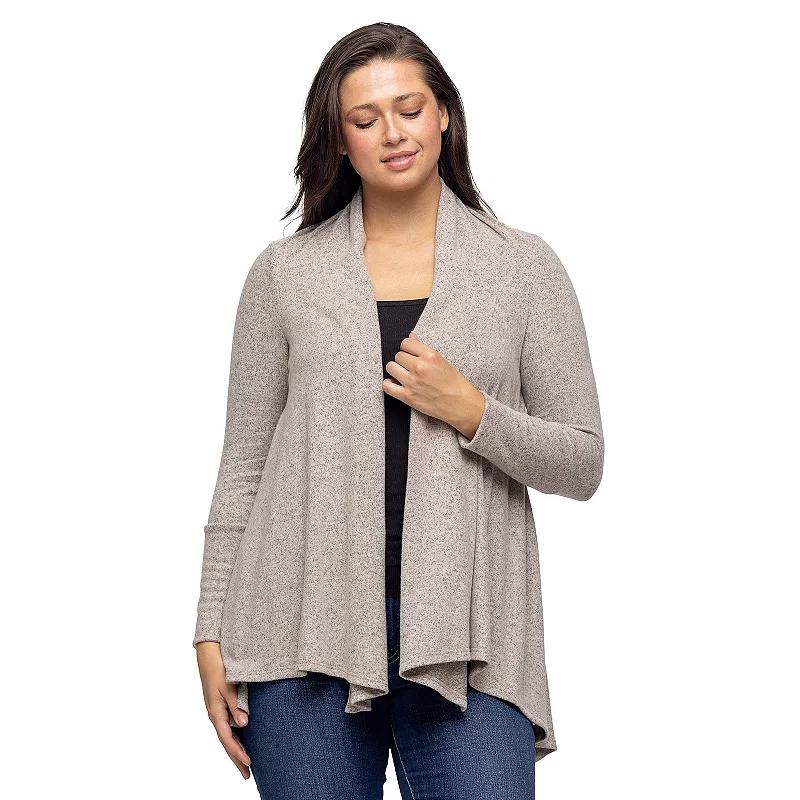 Women's 24Seven Comfort Apparel Open Front High Low Cozy Cardigan,  Product Image