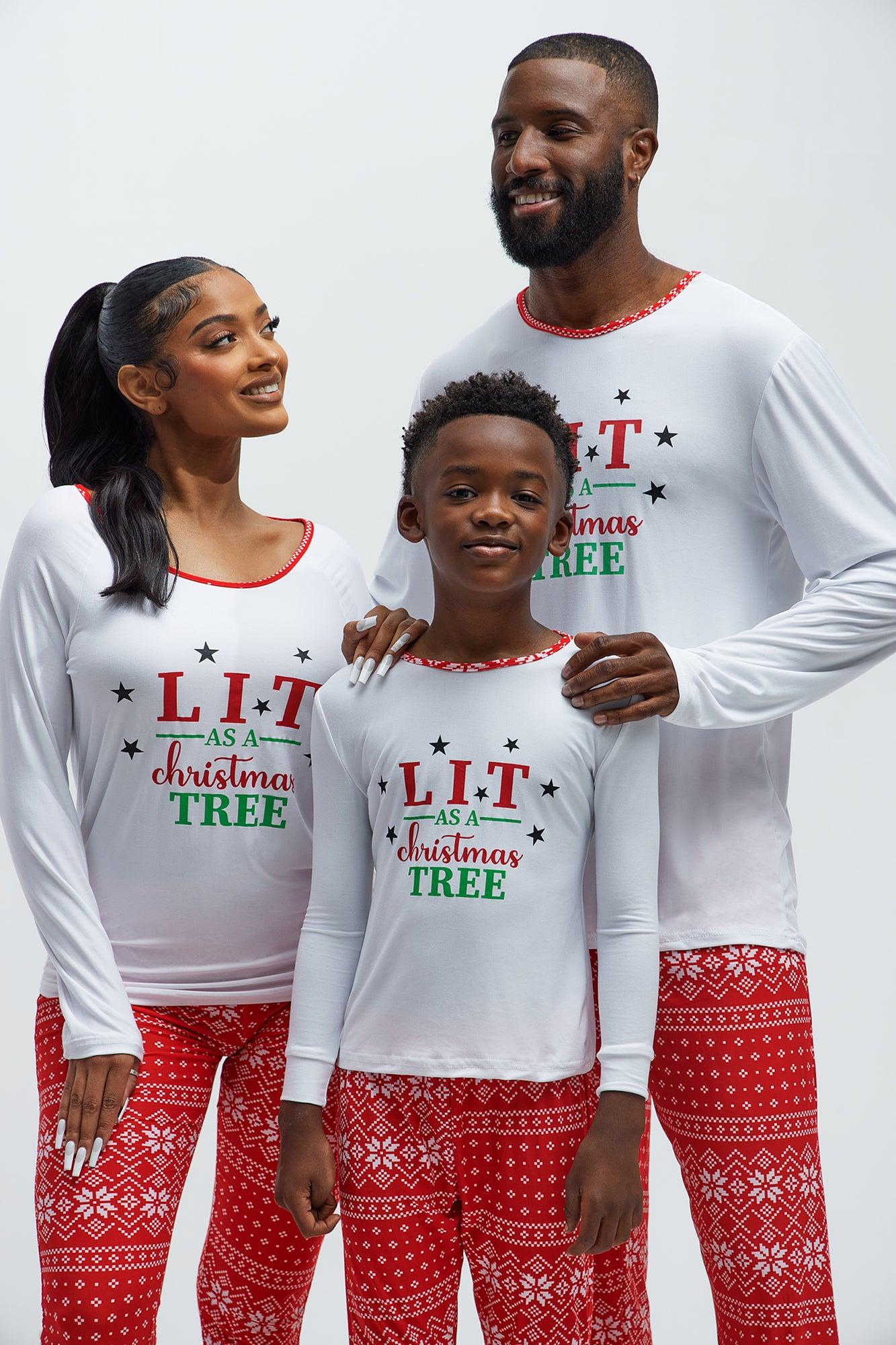 Lit Like A Christmas Tree Holiday PJ Set - White/combo Product Image
