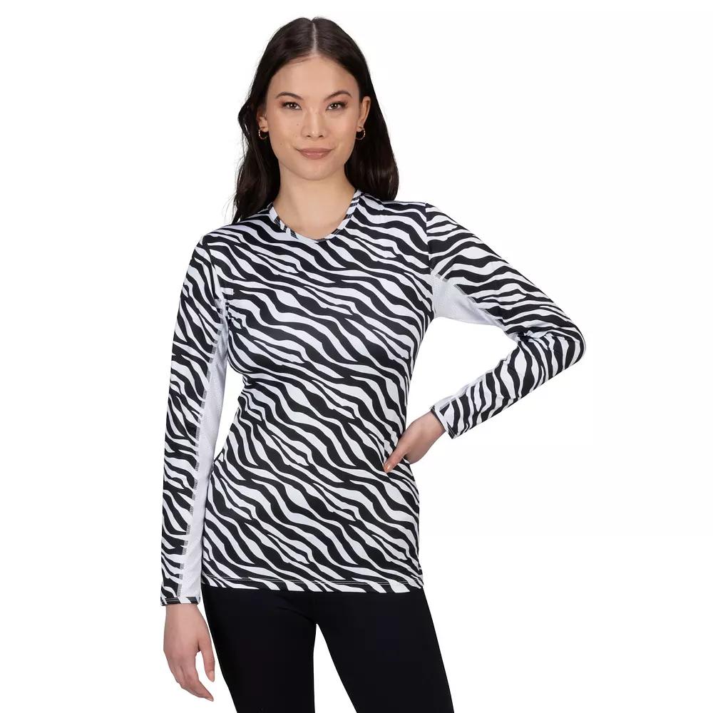 Women's Nancy Lopez Aspiration Long Sleeve Golf Tee, Size: Large, Black White Mutli Product Image