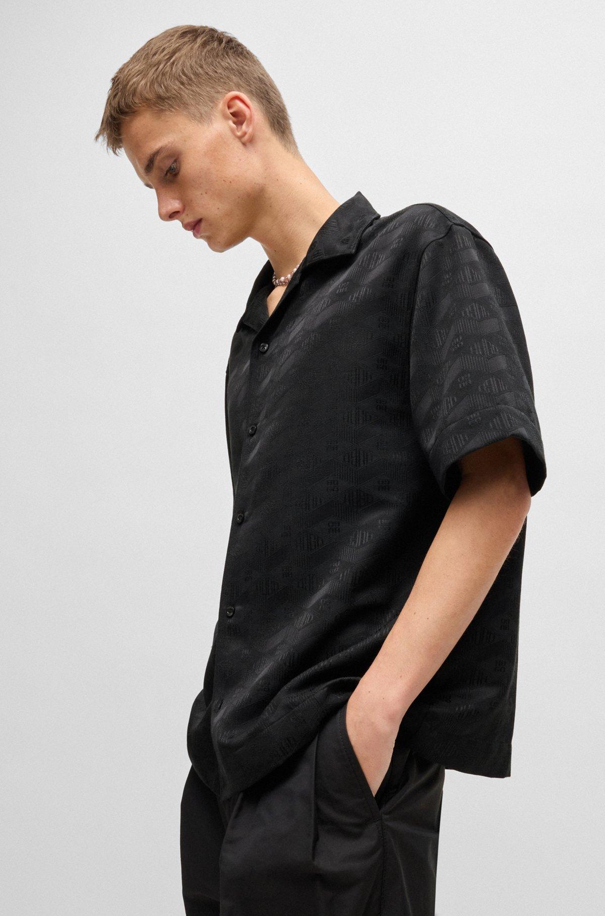 Oversize-fit shirt in geometric-logo jacquard Product Image