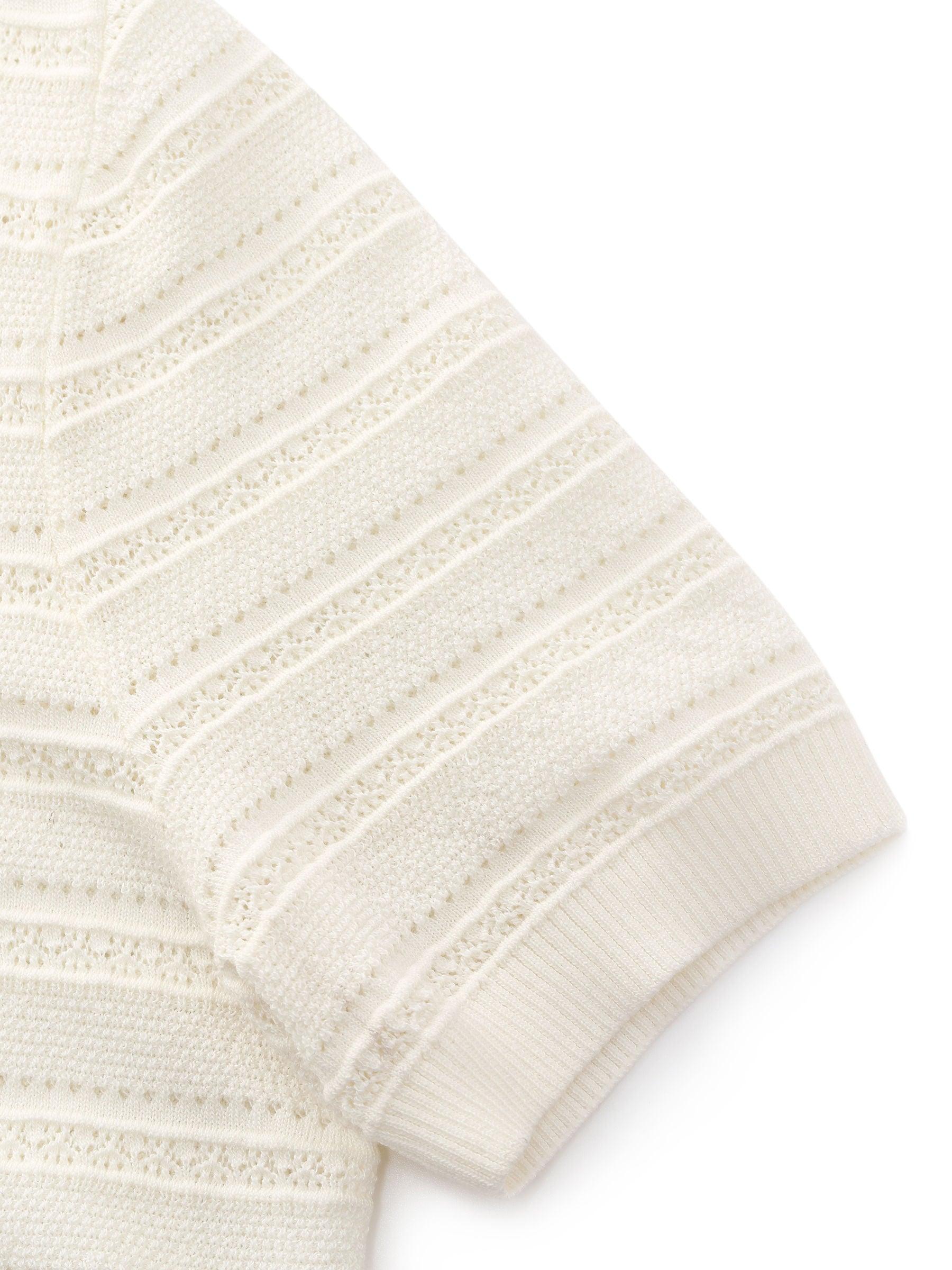 Tencel Blend Pointelle Women V-Neck Cardigan Product Image