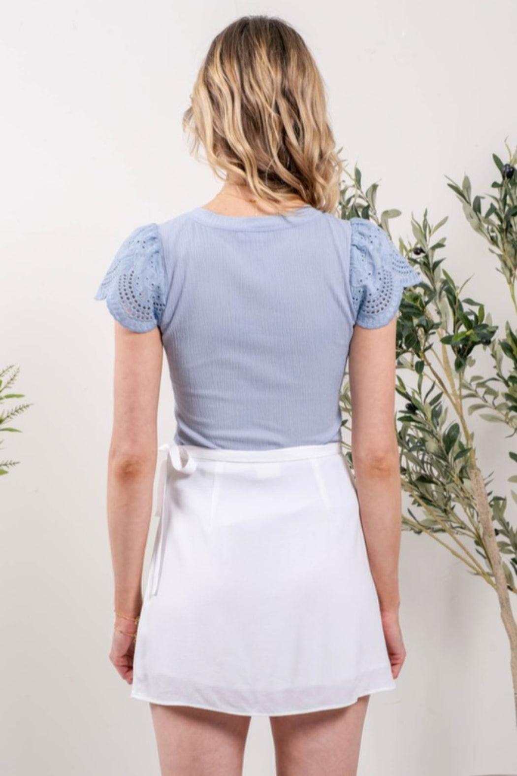 Eyelit Contrast Sleeve Top Product Image