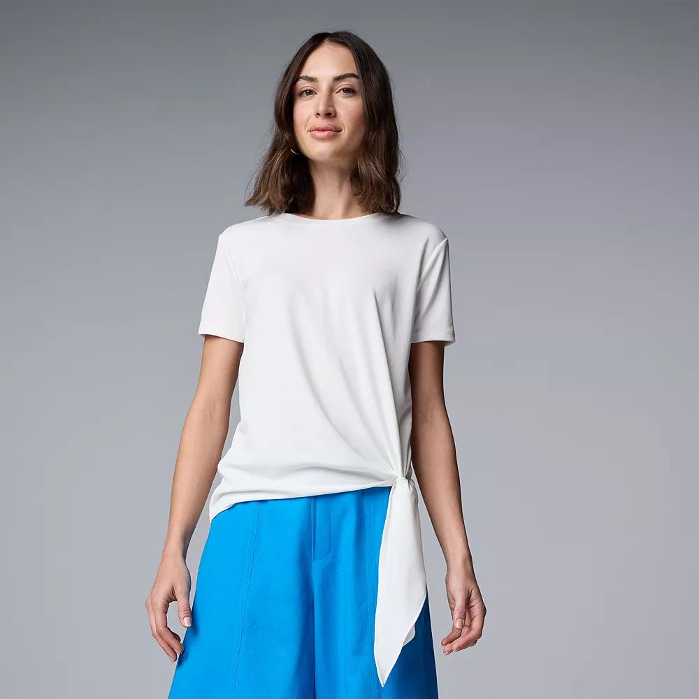 Simply Vera Vera Wang Side-Tie Mixed Media Top, Women's,  Product Image