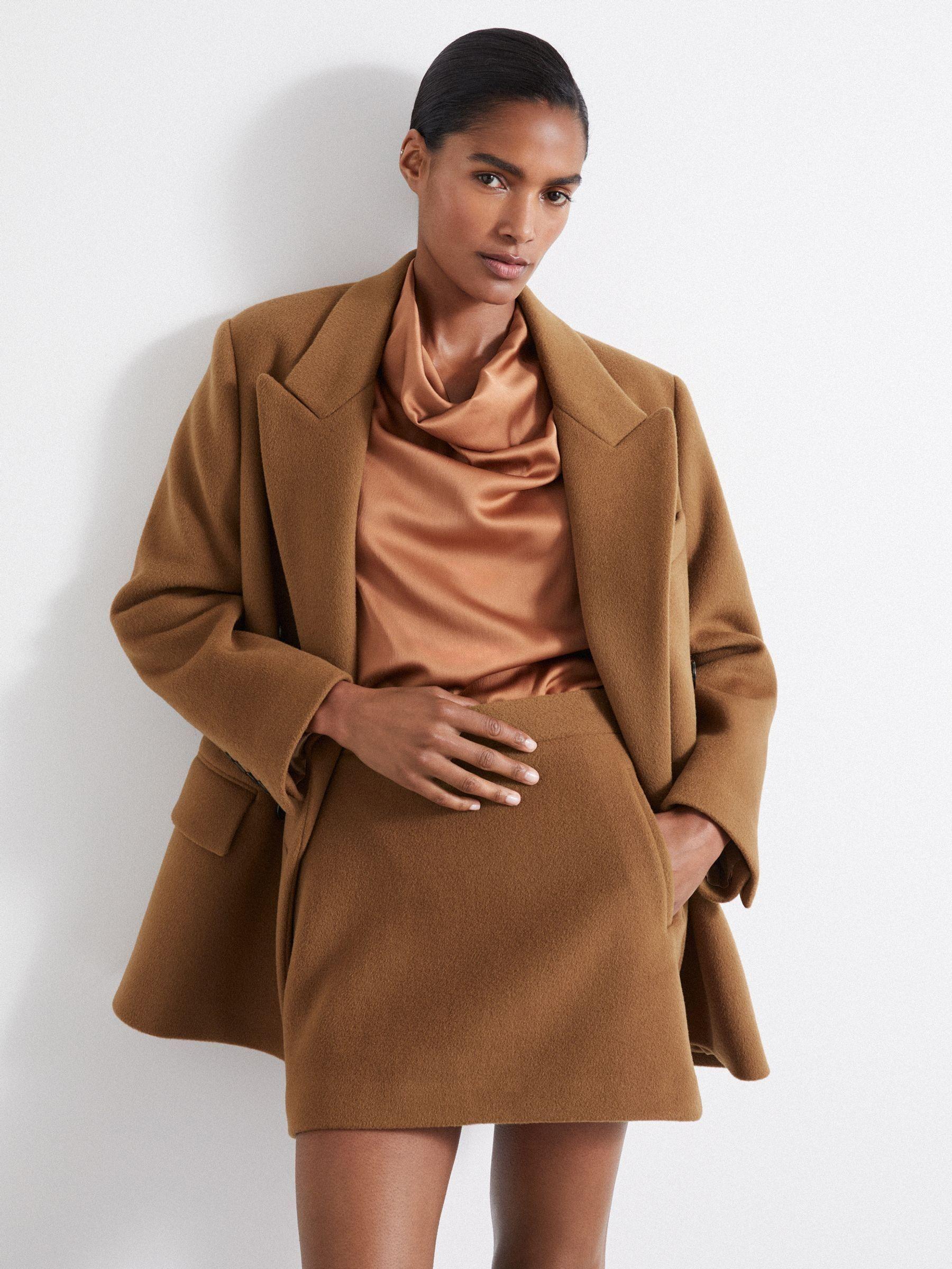 Atelier Virgin Wool and Camel-Blend Suit Skirt in Camel Product Image